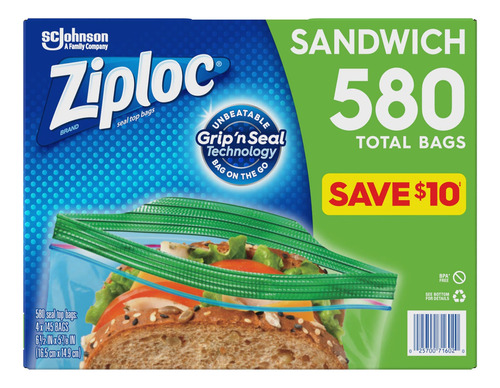 Bolsas Ziploc Para Sándwiches De 16,5 Cm X 14,9 Cm Con 580 U