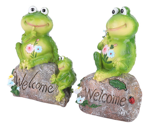 Decoración Con Forma De Ranas Sobre Piedras De Bienvenida, 2