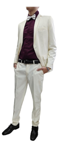 Imagen 10 de 10 de Ambro Traje Saco Y Pantalon Maxima Calidad Beige