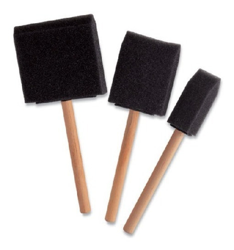 Imagen 2 de 2 de Set 3 Brochas Esponja Pincel Medidas Surtidas Brush Pintura