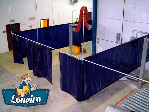 Imagem 3 de 7 de Lona Cortina Pvc Preto P/ Biombo Área Solda Galpão 14,7x4,7