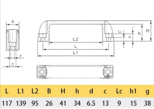 20 Pcs Agarradera, Manija, Jaladeras De Plástico De 117 Mm Negro