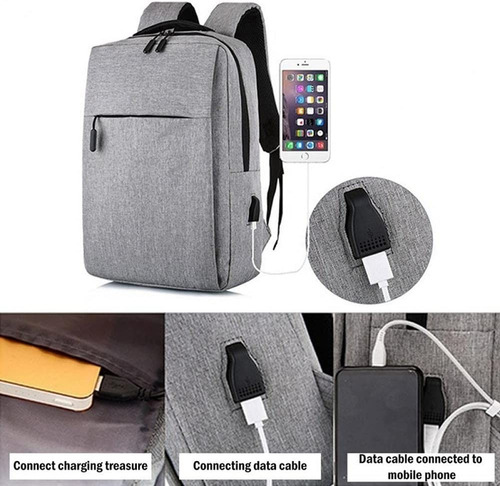 Imagen 7 de 10 de Mochila Resistente Anti Robo Impermeable Puerto Usb