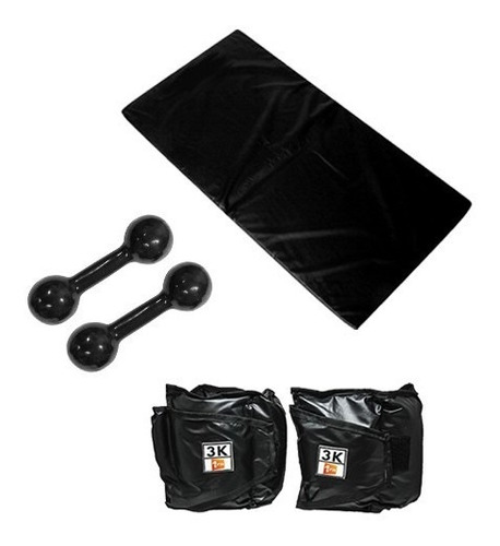 Kit Colchonete Preto+ Par De Caneleira 3kg+ Par Halter 2kg Cor Preto