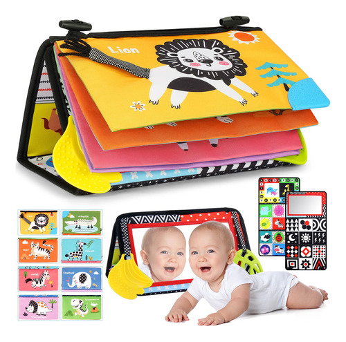 Tummy Time Mirror Baby Toys With Cloth Book And Teethers,mo.