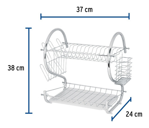 Escurridor De Acero Cromado Con 2 Niveles Para Trastes 47908