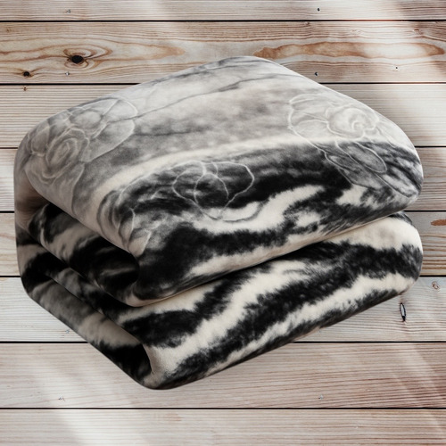 Frazada Extra Gruesa Doble Reversible 2.5 Plaza, Abrigadas Animal Print Tonos Grises/negro 1