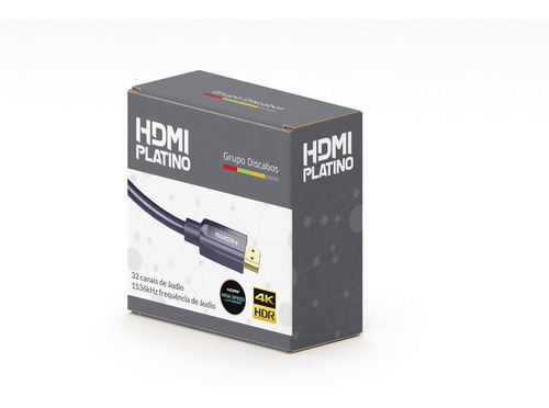 Cabo Hdmi High Speed 4k Platino Hdr (5 Metros)
