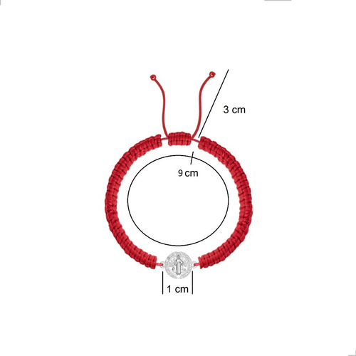 Imagen 2 de 9 de Pulsera Hilo San Benito Para Bebé 9 Cm Plata .925 Agálea