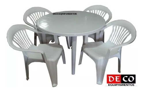 Mesa + 4 Sillas Envio Gratis Exterior Jardín  Pvc Plástico