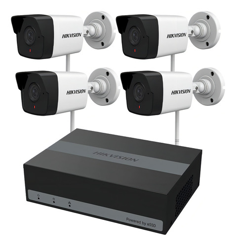 Kit de câmera de segurança Hikvision X4 + Edvr 4ch com microfone cor branca