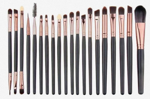 Set De 20 Brochas De Maquillaje Genéricas Para Profesionales Negro