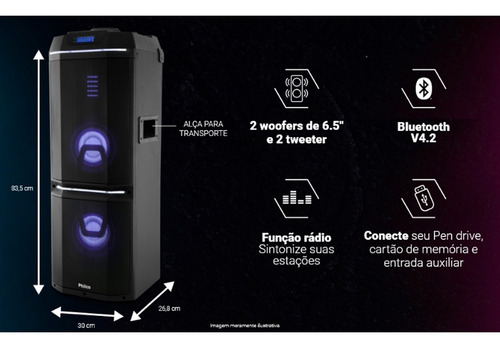 Caixa De Som Philco Extreme Bass Pcx9000 Bluetooth Tws 700w