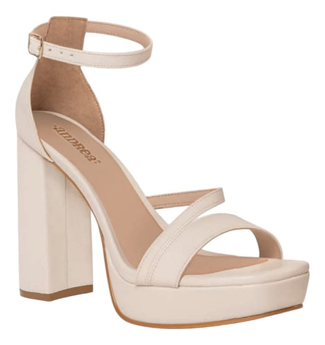 Sandalia Dama Alto 12cm Sintetico Hueso 318-5148 Andrea