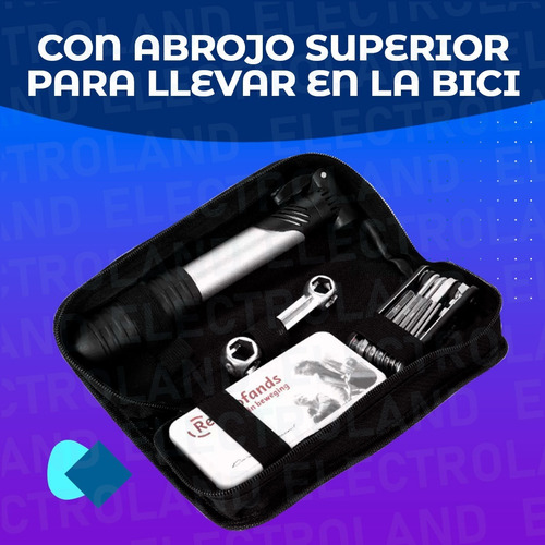 Imagen 5 de 10 de Estuche Kit Reparación Para Bici Llaves Parches Inflador