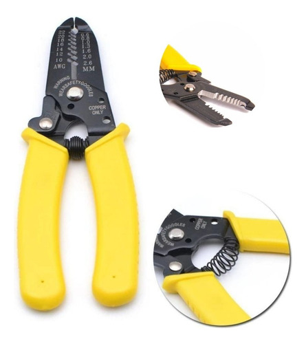 Alicates pelacables para electricistas con resorte en el mango