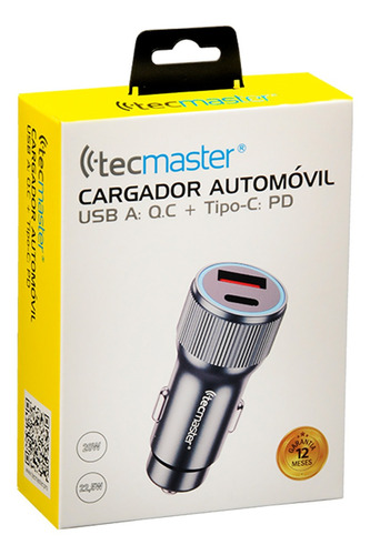 Cargador Auto Premium Doble Usb / Usb-c Pd 20w Tecmaster