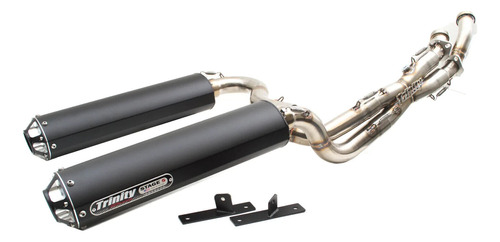 Trinity Racing Black Dual Full Exhaust System For 2014-2 Ddc