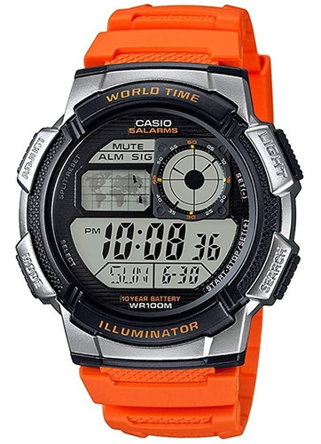 Reloj Casio Digital Ae-1000w-4bv Naranja Original