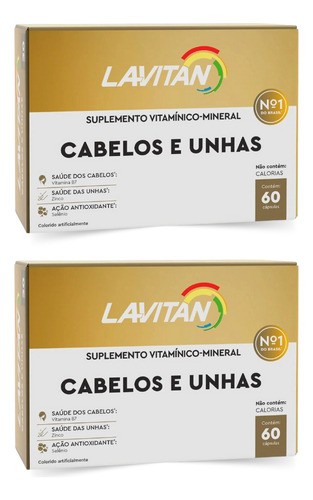 Lavitan Hair Cabelos E Unhas 60 Cápsulas /kit Com 2 Caixas