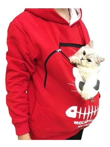 Sudadera Para Mujer Animal Bolsa Capucha Tops Llevar Gato B2