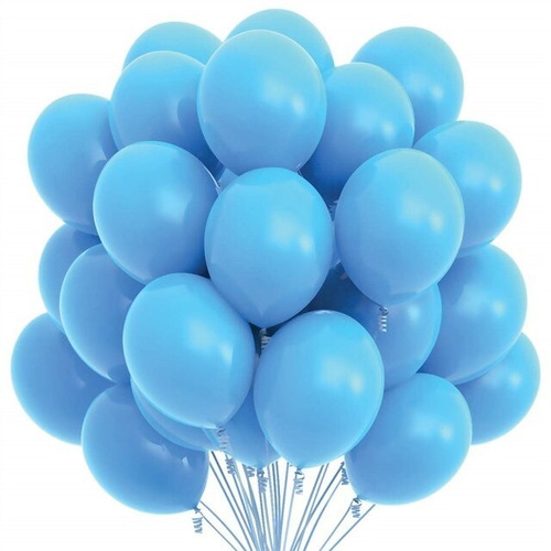 Pack 50 Globos Celeste Látex Liso Colores 23cm R9 Fiesta