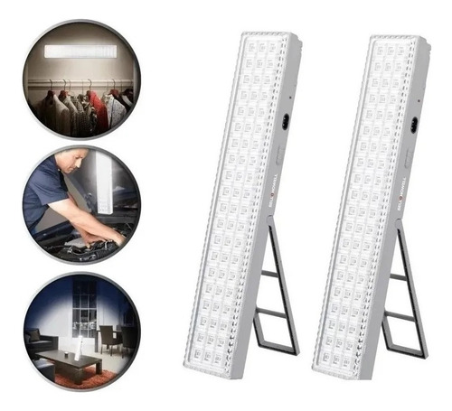Pack X2 Lámparas Luz Led De Emergencia Recargable 24 Hrs Col