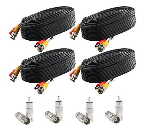 Cable De Video Y Alimentación Bnc (4 Pack 25 Pies) Compatibl