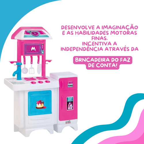 Kit Cozinha De Brinquedo Completa Infantil Rosa Sai Água