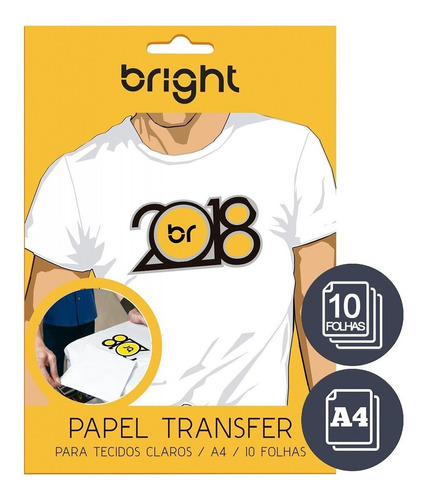 Papel Transfer Camiseta P/ Tecidos Claros A4 - 10 Folhas Cor Branco