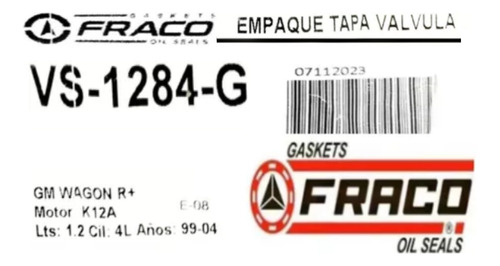 Empacadura De Tapa Valvulas Wagon R 1.2 K12a 1999 2000 2001