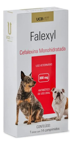 Falexyl - Ucbvet Antibiótico 300mg - 14 Comprimidos