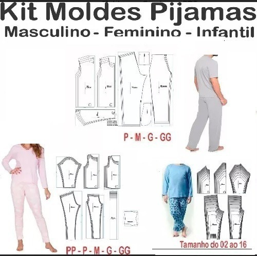 Molde Digital Pijama Femenino Masculino -infantil