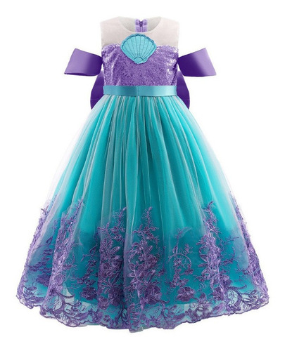 Vestido De Princesa Con Estampado De Sirena Para Niña