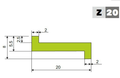 Perfil Guia Desgaste Apm Z20. Verde Rollo Entero 50 Mts