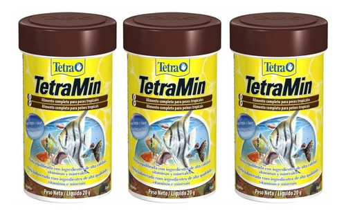 Ração Kit 3 Tetra Min Flakes 100ml 20g