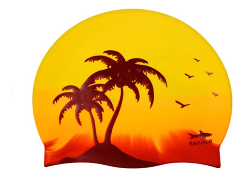 Gorra Natacion Escualo Adulto Modelo Sunset Color Naranja Diseño de la tela Estampado Talla unitalla