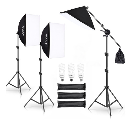 Set De Lámparas Fotográficas Boom Bulb Softbox 3/ Stand, 50