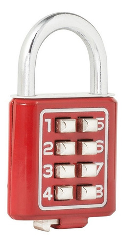 Candado Digital Corto 35 Mm Cromo Rojo Lock