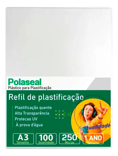 Polaseal Plástico Para Plastificação A3 303x426x0,10mm 100un