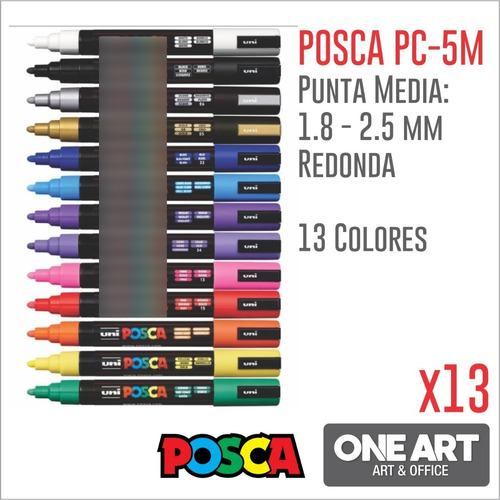 Marcador De Pintura Uni Posca Pc 5m Pta Redond 1.8-2.5mm X13