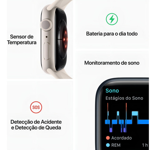 Apple Watch S8 41mm Gps Celular Pulseira Esportiva Branca Cor da caixa Prateado Cor da pulseira Branca/Padrão - Excelente (Recondicionado)