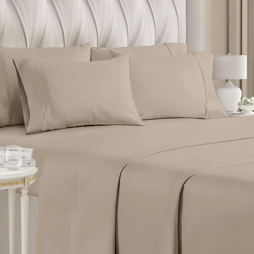 Oh!sheets Sabanas Algodón Egipcio 500 Hilos 7pz King Size Beige Liso