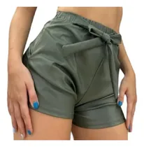Comprar Short Bengalina Engomada Dama Tiro Alto Vestir Bolsillos