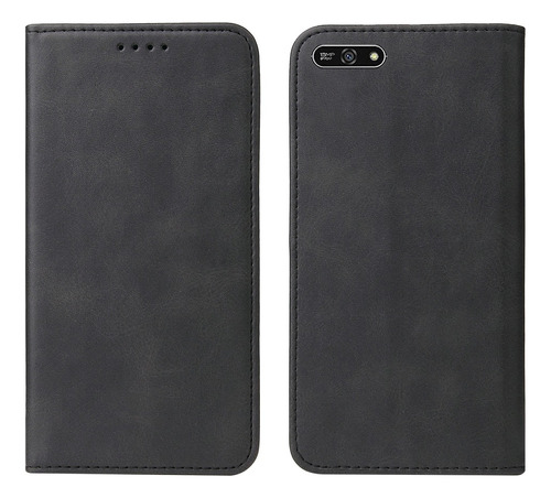 Funda Case Para Huawei Y7 2018 Flip Cover Negro Antishock