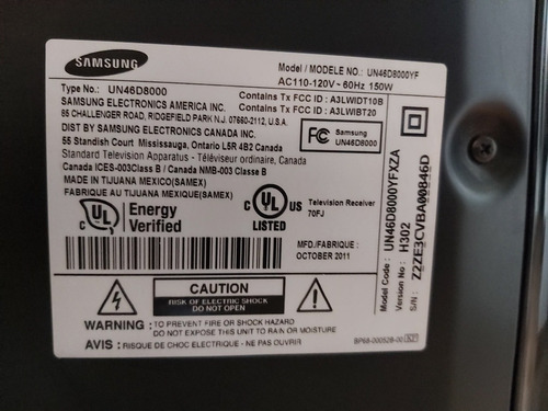 Imagen 6 de 7 de Smart Tv Samsung 3d 46 Pulgadas Para Repuesto