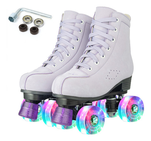 Patines Roller Altos Clásico Con Freno Y 4 Ruedas Luminosas