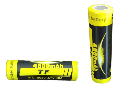 2 Baterías Litio Recargable Inr 18650 3.7v 40a 4800mah Plana