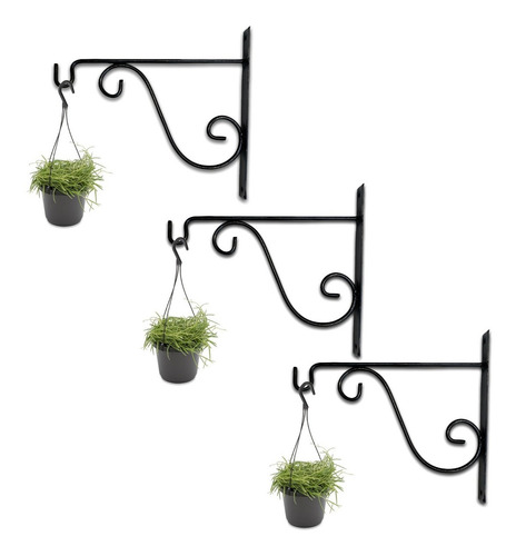 Imagen 1 de 4 de Ménsulas Set 3 Soporte Herrería Maceta Pared 20x20 Cm
