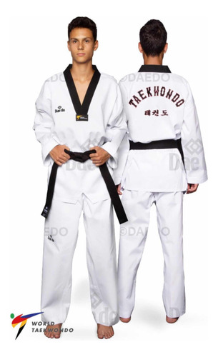 Dobok Taekwondo Daedo Cuello Negro Talla 6 190cm Cinta Negra